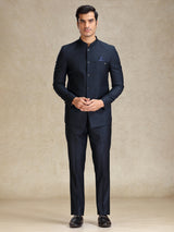 Navy jodhpuri suit in soft terry rayon