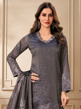 Navy organza salwar suit with print