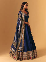 Navy silk zardosi designer lehenga choli