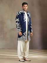 Navy velvet indo western with jacket