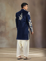 Navy velvet indo western with jacket