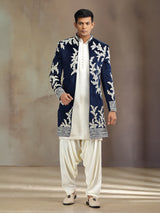 Navy velvet indo western with jacket