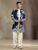 Navy velvet indo western with jacket