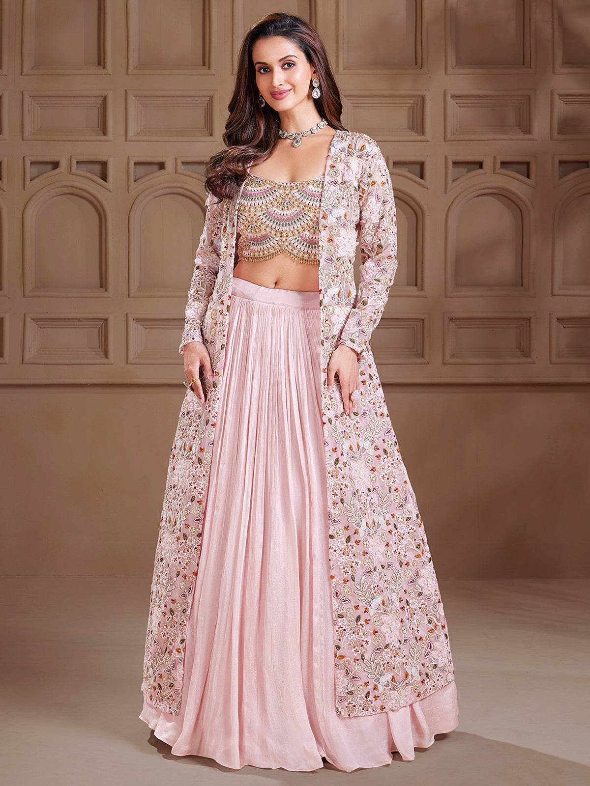 Newest georgette pink lehenga choli for wedding