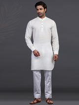 Off white full sleeves kurta pajama for festive