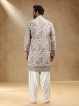 Off white georgette kurta salwar set for men