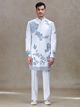 Off-white indo-western with embroidery work