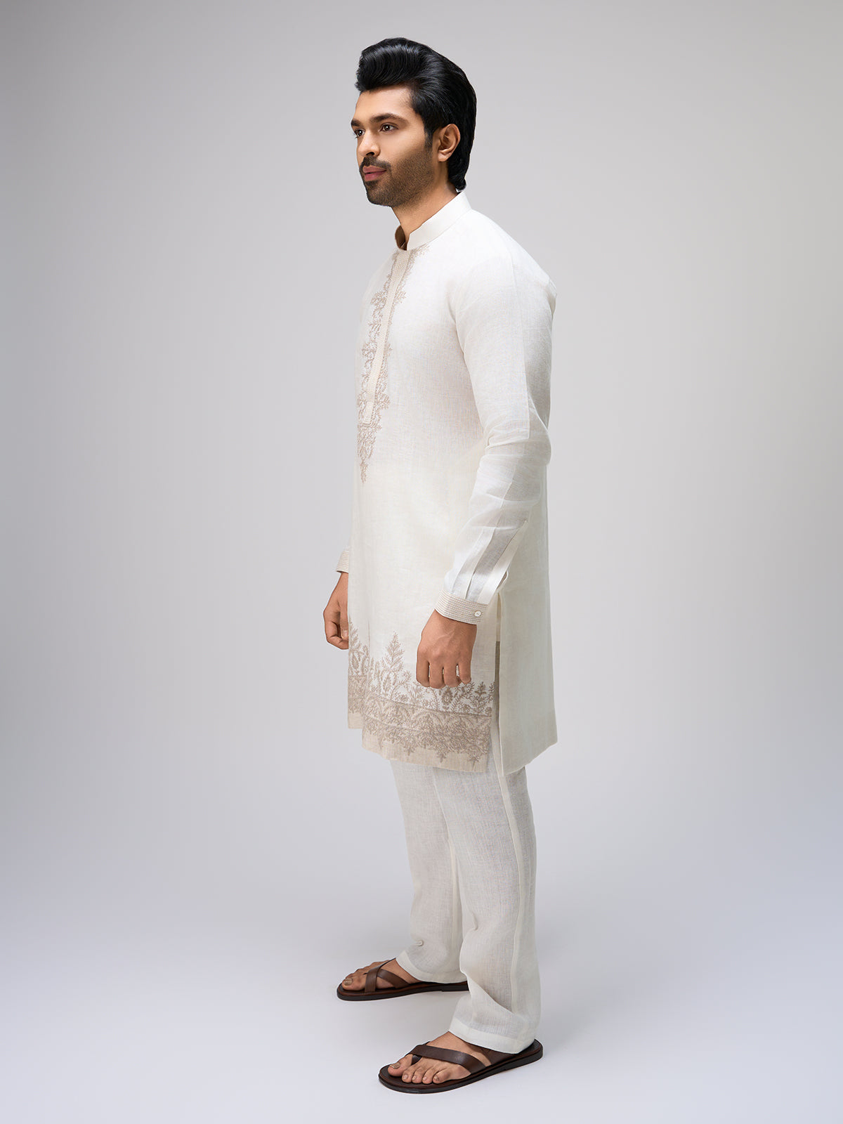 Off white thread texture kurta pajama