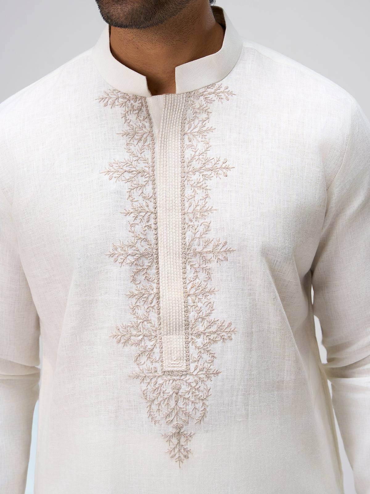Off white thread texture kurta pajama