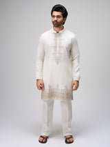 Off white thread texture kurta pajama