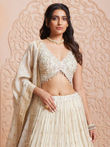 Off white tissue lehenga choli with dupatta