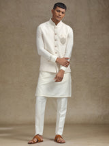Off white waistcoat set with intricate work