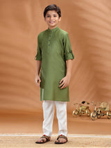 Olive cotton kurta pant set