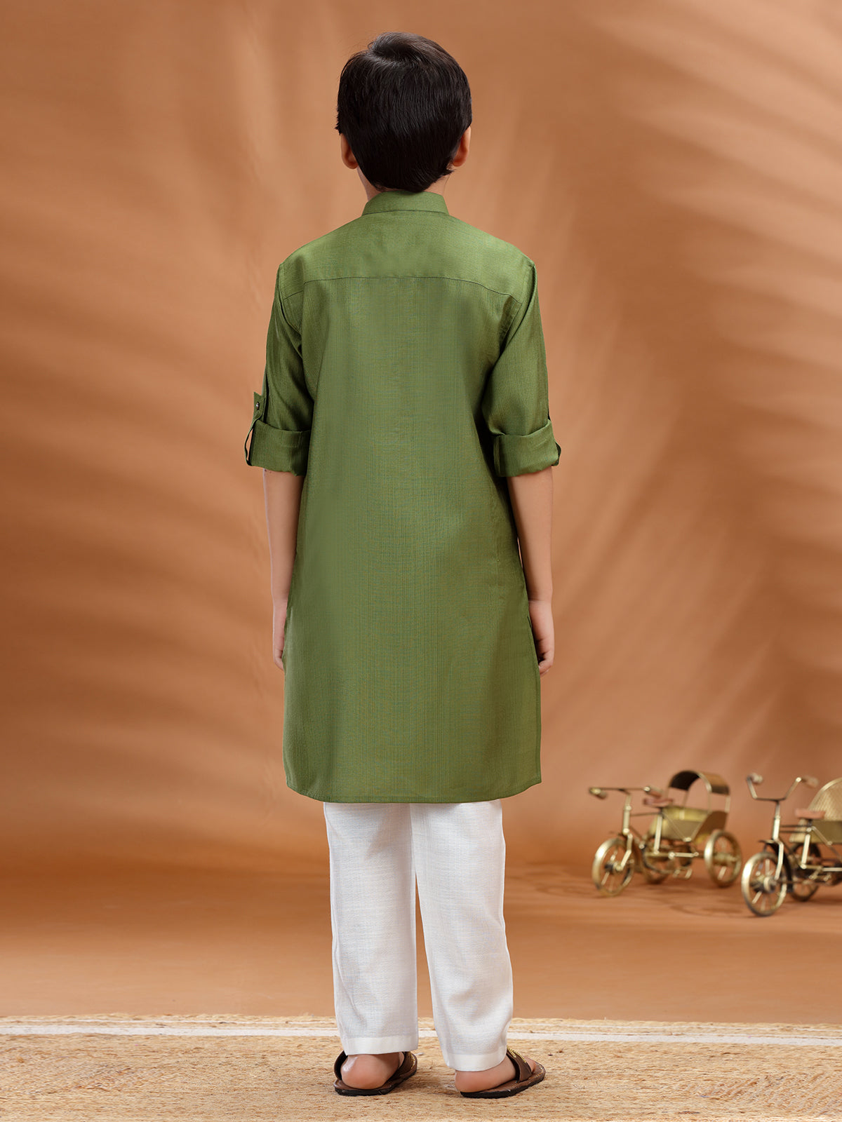 Olive cotton kurta pant set
