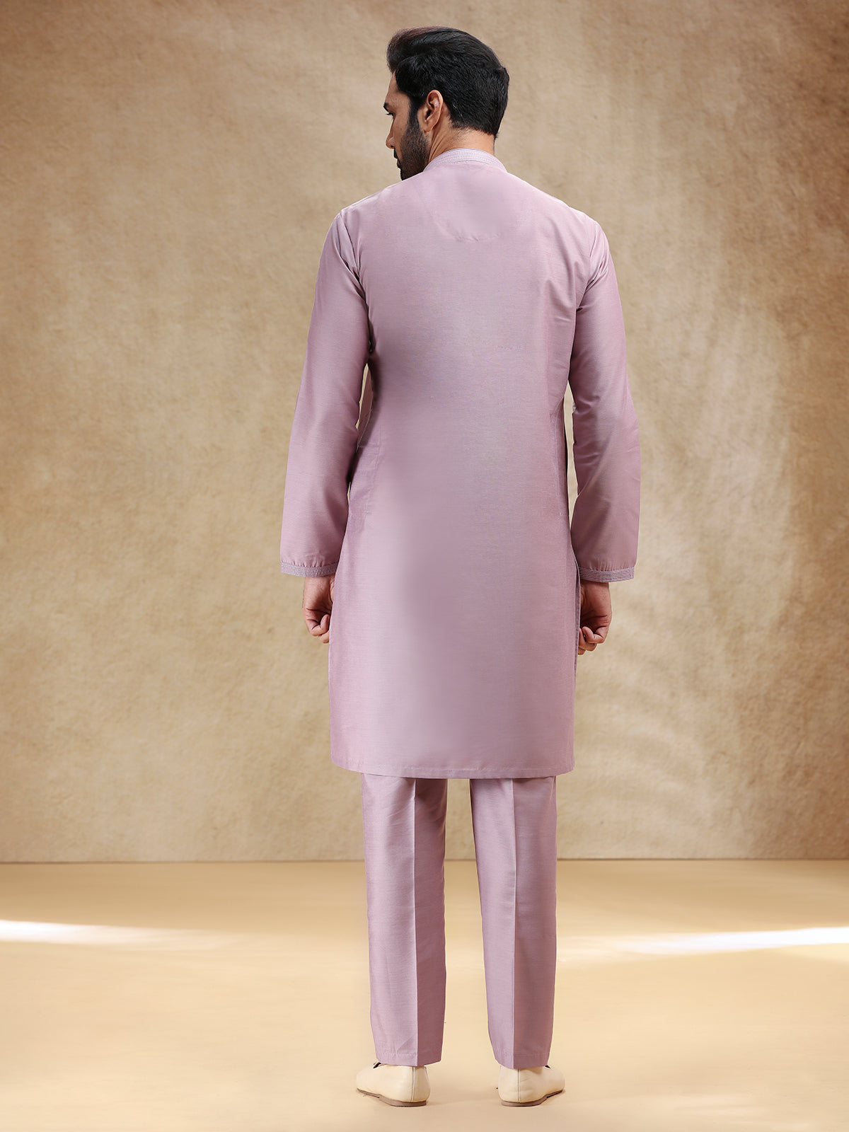 Onion pink cotton silk kurta suit for festive wear