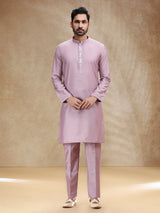 Onion pink cotton silk kurta suit for festive wear