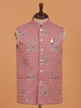 Onion pink waistcoat in cotton fabric
