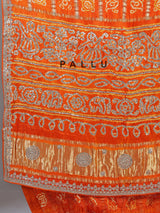 Orange bandhani saree with beaded detailing
