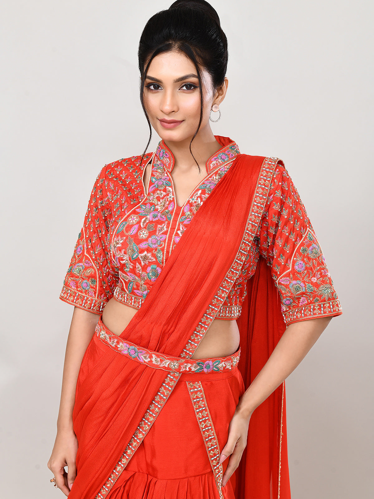 Orange chiffon heavy work designer lehenga choli
