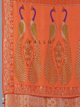 Orange semi georgette zari printed saree for festive events