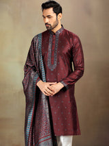 Pastel maroon silk kurta set for festive days