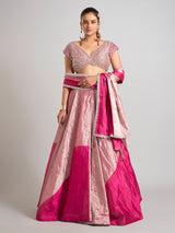Pastel pink silk lehenga choli for wedding grandeur