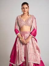 Pastel pink silk lehenga choli for wedding grandeur