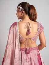 Pastel pink silk lehenga choli for wedding grandeur