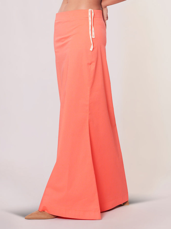 Peach plain lycra cotton petticoat