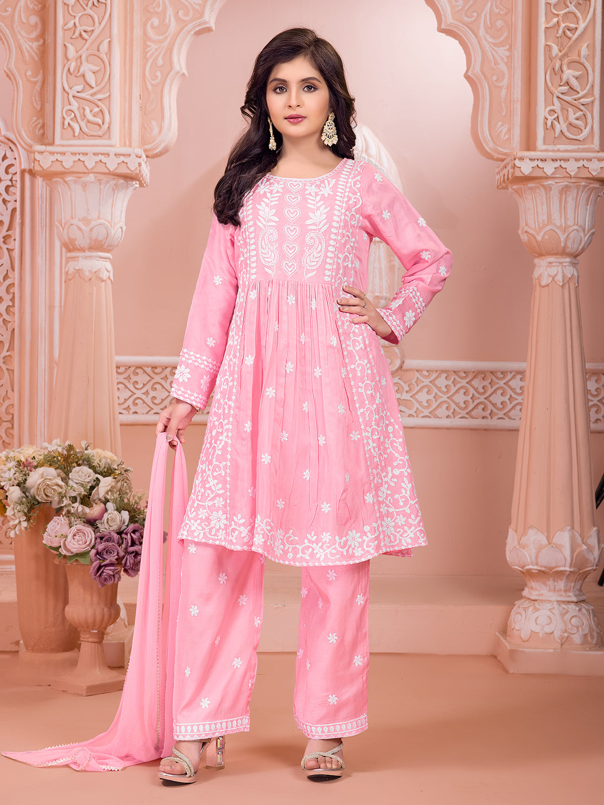Pink pakistani style silk salwar suit