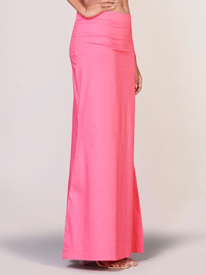 Pink plain lycra cotton petticoat