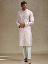Pink serene kurta pajama set in zari work