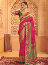 Pink silk saree for festive celebration
