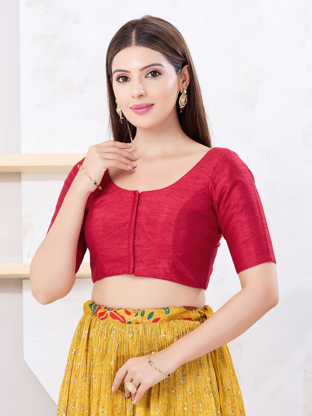 Pinkish maroon dupion silk elegant blouse