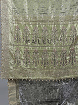 Pista green kanjivaram silk saree with ornate embellishments