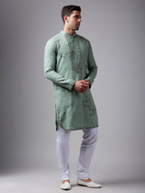 Pista green linen kurta suit for festive