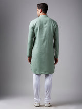 Pista green linen kurta suit for festive
