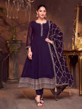 Purple georgette sweetheart neck salwar suit