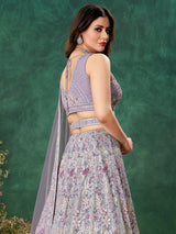 Purple net lehenga choli for women