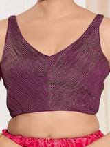 Purple tissue silk sleeveless sweetheart neck blouse