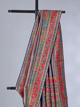 Purple tissue silk wedding wear with colorful motif weaving