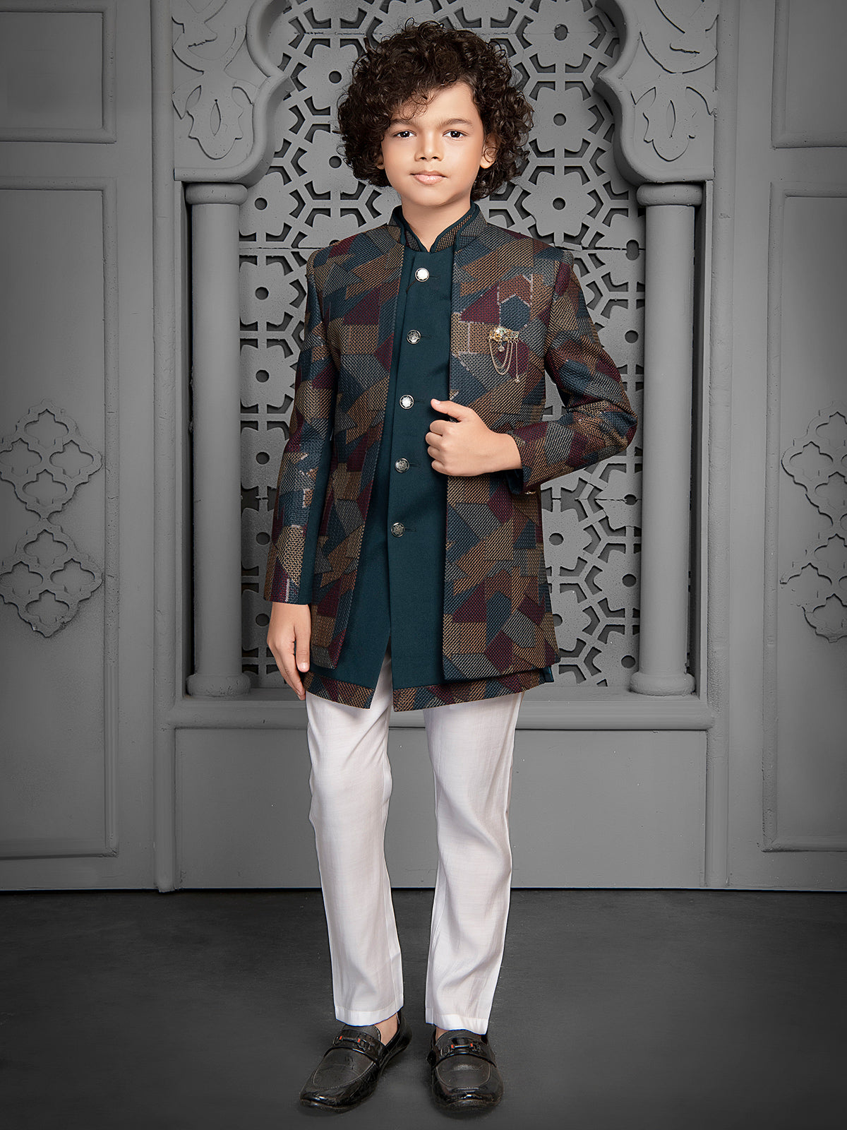 Rama blue finest terry rayon indo western for boys