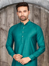 Rama green silk plain kurta suit