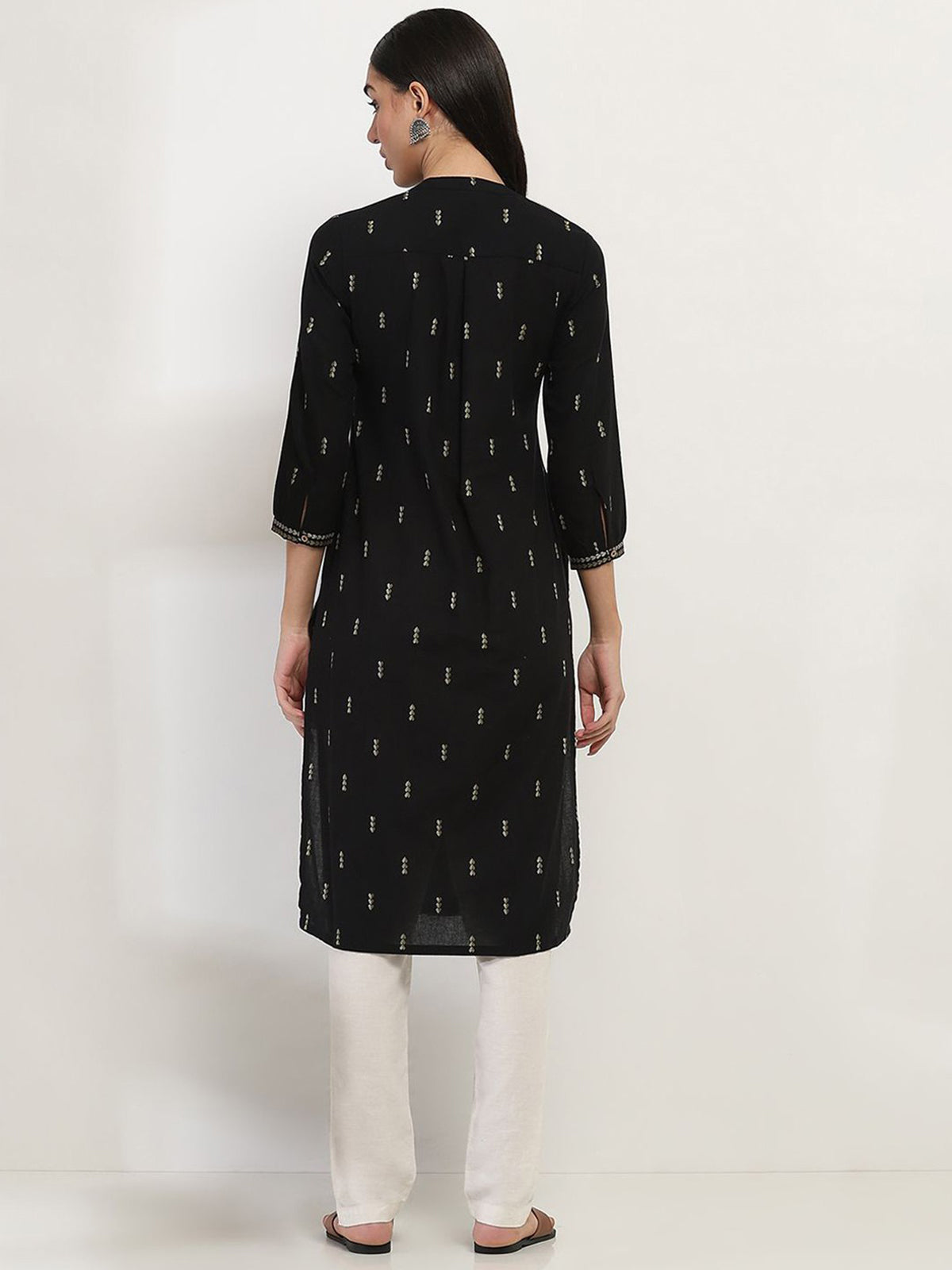 RANGRITI black cotton kurti with printed