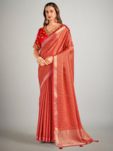 Red dola silk zari weaving saree