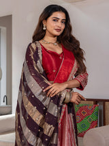 Red silk saree for reception wear