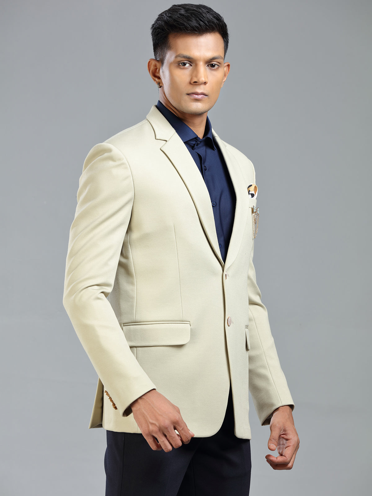 Refined fawn blazer in terry rayon for men