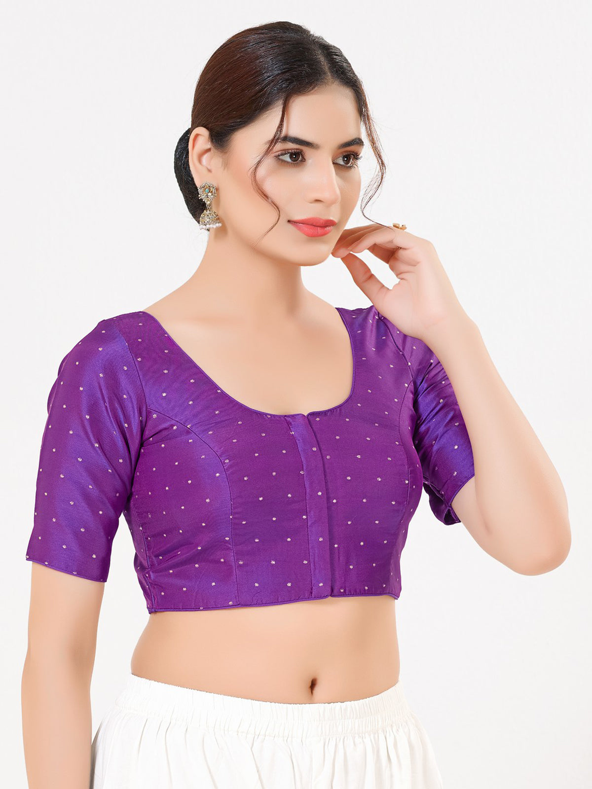 Regal purple tafeta silk zari work blouse