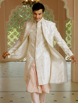 Rich cream silk groom sherwani