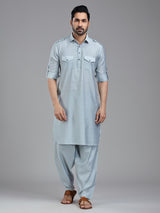 Serene pastle blue mens pathani kurta set